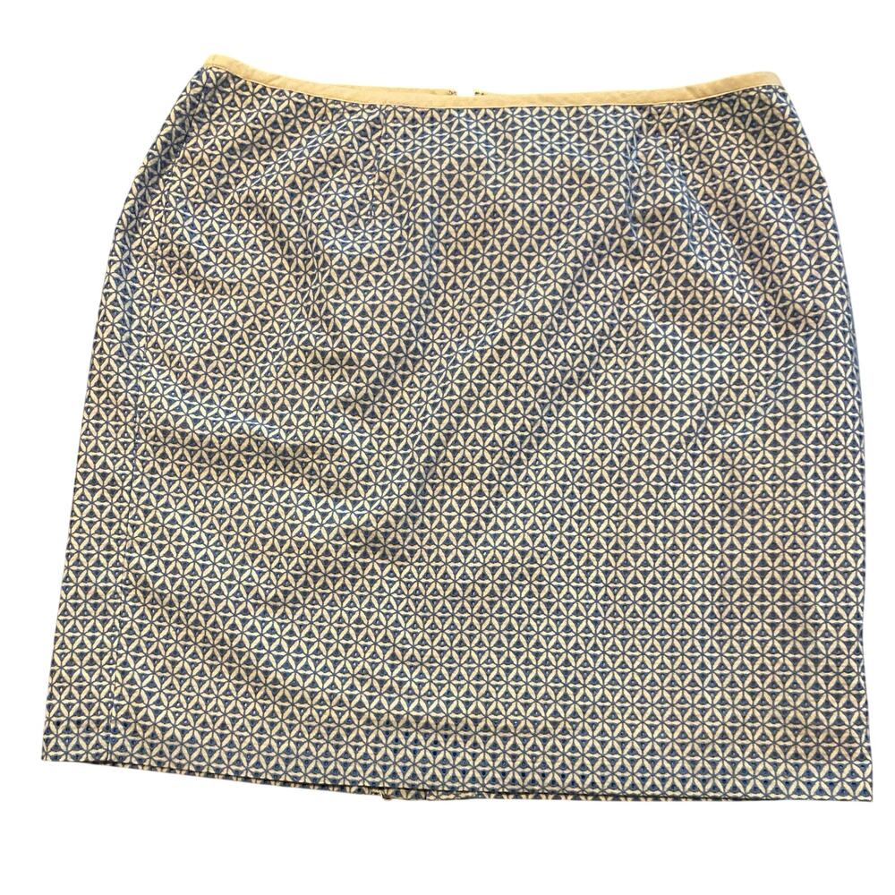 NWT Talbots Pencil Skirt Size 20 P Blue White Eyelet Overlay Split Back Lined
